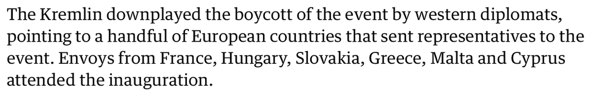I didn’t expect Putin-aligned Hungary and Slovakia to do the right thing and stay away from Putin’s “inauguration.” For the others – you’re an embarrassment.