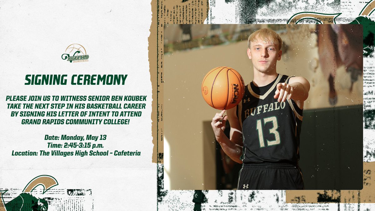 Join us next Monday afternoon for the signing ceremony of Ben Koubek (@BenKoubek13) inside the VHS Cafeteria. Koubek, the first four-time district champion in program history, is headed to Grand Rapids Community College in Michigan.