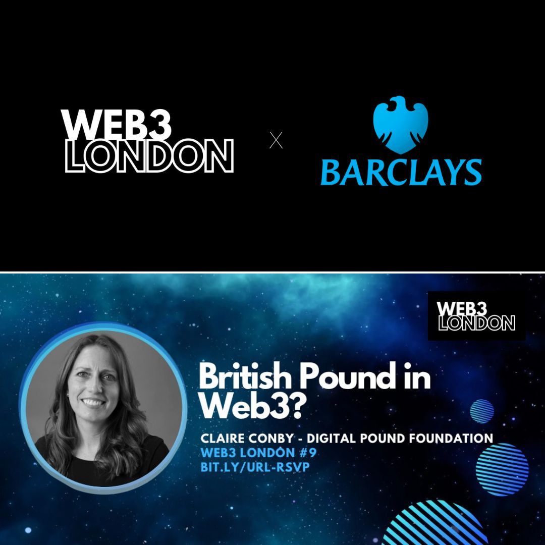 Does the #BritishPound have a place in #Web3? 🌎 Digital Pound Foundation Executive Director, Claire Conby, will be presenting at the Web3 London #event tomorrow, hosted by @BarclaysUK. Limited tickets remain 👉 buff.ly/44ynMsF ... #London #UK #DigitalPound #Fintech #Bank