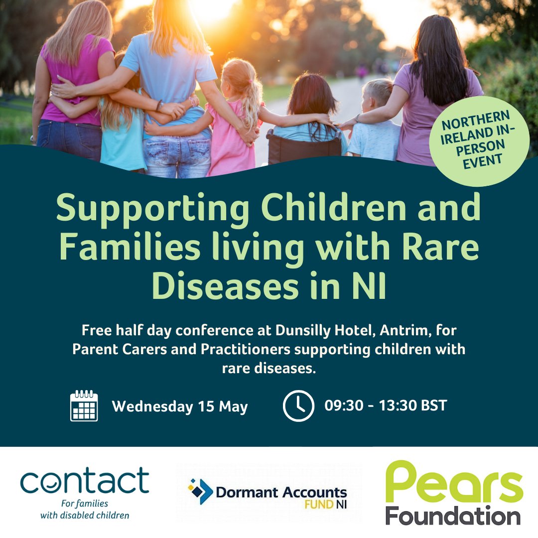 Join Contact NI and NI Rare Disease Partnership as we explore ways to support families through conversations, connections and collaboration. Book here: ow.ly/YLuS50RvSgO please note, this is a Northern Ireland event.