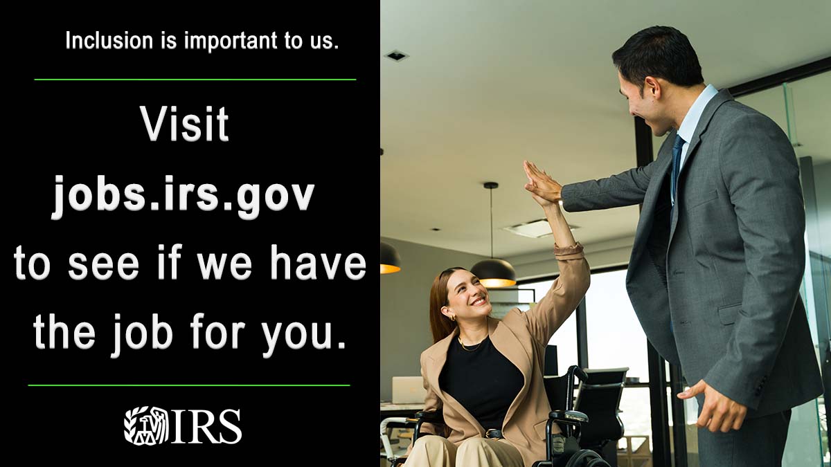 The #IRS shows its support and commitment to workforce inclusion by providing meaningful opportunities for people with disabilities. Check out our employment opportunities this: ow.ly/cYuM50QWBSk