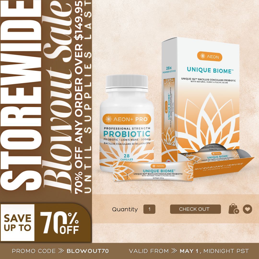 Here's to turning printing mishaps into happy finds! 🎉 Score 70% off on our Storewide Blowout Sale!

🏷Use code ≫ BLOWOUT70

🔗Details ≫ trueaeon.com/pages/storewid…

📅Valid From ≫ May 1, Midnight PST

#gutmicrobiome #fatigued #constipated #nourishyourmind