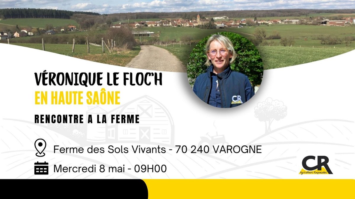 🚜🌾 𝗥𝗘𝗡𝗖𝗢𝗡𝗧𝗥𝗘 𝗔 𝗟𝗔 𝗙𝗘𝗥𝗠𝗘 𝗘𝗡 𝗛𝗔𝗨𝗧𝗘 𝗦𝗔𝗢𝗡𝗘 🚜🌾 Mercredi 8 mai - 9h à VAROGNE . Venez à la rencontre de Véronique Le Floc'h, Présidente de la Coordination Rurale 🟡⚫️
#CoordinationRurale #HauteSaône #BourgogneFrancheComte