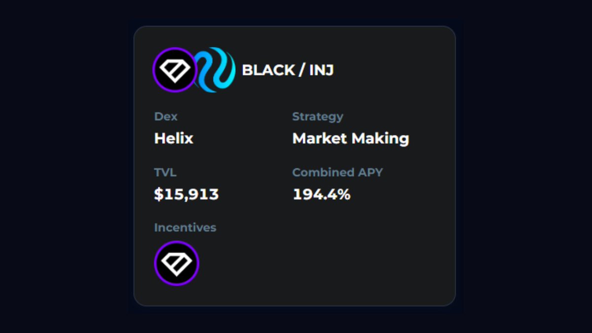 Incentives for our $BLACK / $INJ market making vault will be increased every few days as TVL increases 🤯 Allows us to maintain an attractive APY even with the incentives being shared among many ninjas on @injective 🥷 Provide liquidity, earn BLACK 👇 trade.blackpanther.fi/vault/inj10zdc…