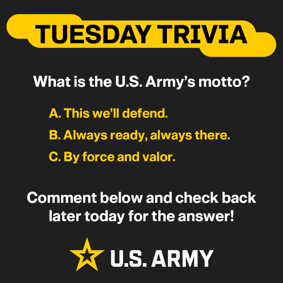 #TriviaTuesday #BeAllYouCanBe #Trivia #GoArmy #Warriors #ArmyTrivia
