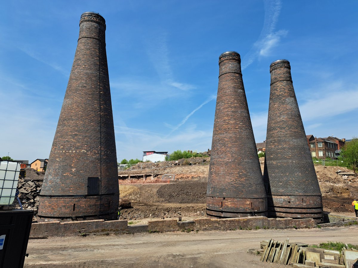 Three historic bottle kilns, known as Three Sisters, have been repaired and restored at Bournes Bank in Burslem. The site is currently being developed into a new housing estate for 43 two and three-bed homes. 👉Read the full story here: bit.ly/4afV4Ot