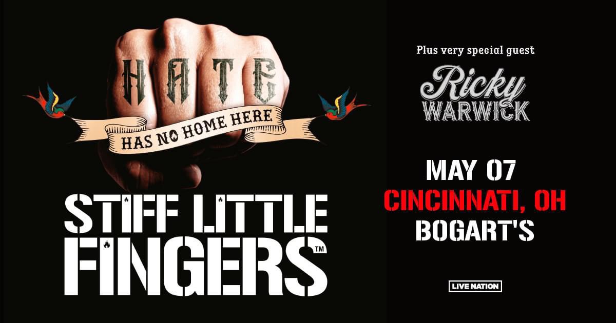 TONIGHT !!! Ricky Warwick 8:00pm Stiff Little Fingers 9:15pm