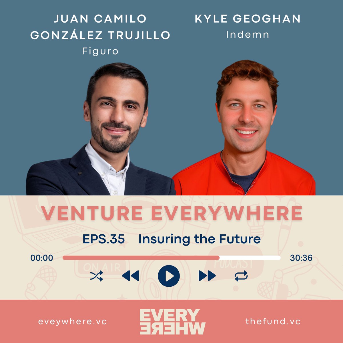 ON AIR: Venture Everywhere #Podcast EPS 35🎙️ Insuring the Future with Kyle Goeghan of @IndemnAi & @JuanFiguro of figuro.la. 🎧Listen: 🍎 Apple: podcasts.apple.com/us/podcast/ins… 💚 Spotify: open.spotify.com/episode/0Bp1i4… 🗒️ Transcript at ideas.everywhere.vc/p/podcast-jc-g…