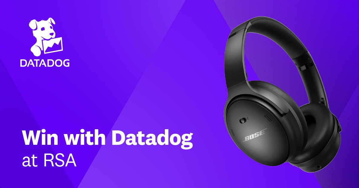 Datadog is at RSA! Be sure to stop by booth #443 to meet with Datadog experts and see live demos of our platform. Plus, you can enter our daily raffle for your chance to win Bose Headphones!