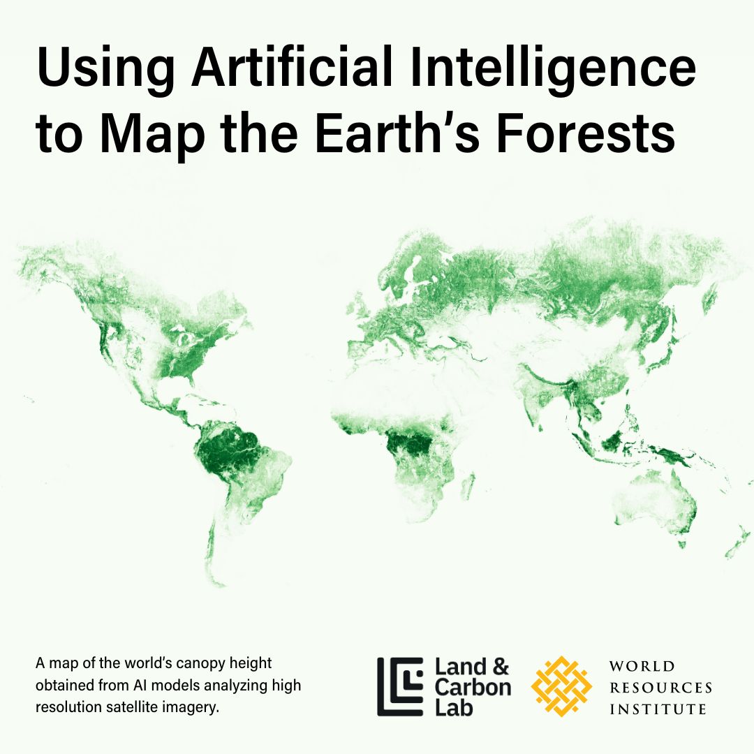 @Meta, @WorldResources, and @landcarbonlab launched an AI map that shows tree heights worldwide. This map helps us understand and fight climate change better. It's free for everyone to use. Learn more👉 bit.ly/4bav33Y