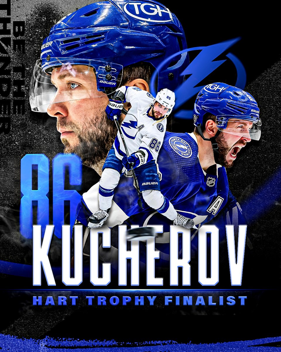 #Kuch4MVP is one step closer 👏 Nikita Kucherov has been named a finalist for the Hart Trophy for the second time!