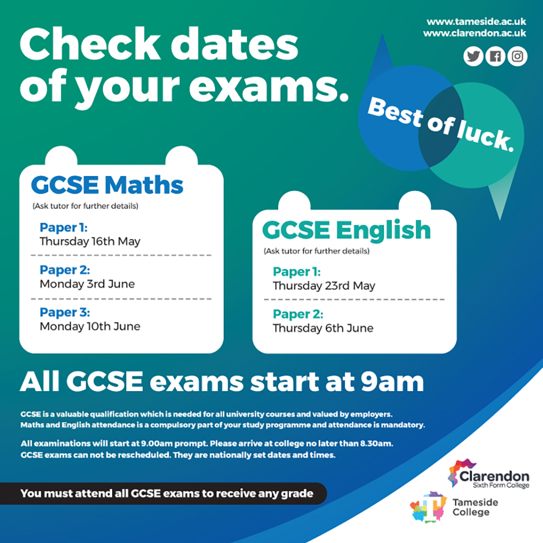 This week many of our students will be taking part in GCSE English and Maths exams. To find out more information such as dates and times see below 🖊️ #ICanBe