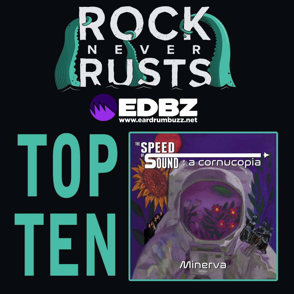 Rock Never Rusts, with The Speed Of Sound in the Top Ten! The album 'A Cornucopia: Minerva' is out 5/24 (preorder the LP or CD, or presave: orcd.co/thespeedofsoun…) and you can hear TSOS on RNR: facebook.com/profile.php?id… #RockNeverRusts #EardrumBuzzRadio #TheSpeedOfSound #IndieRock