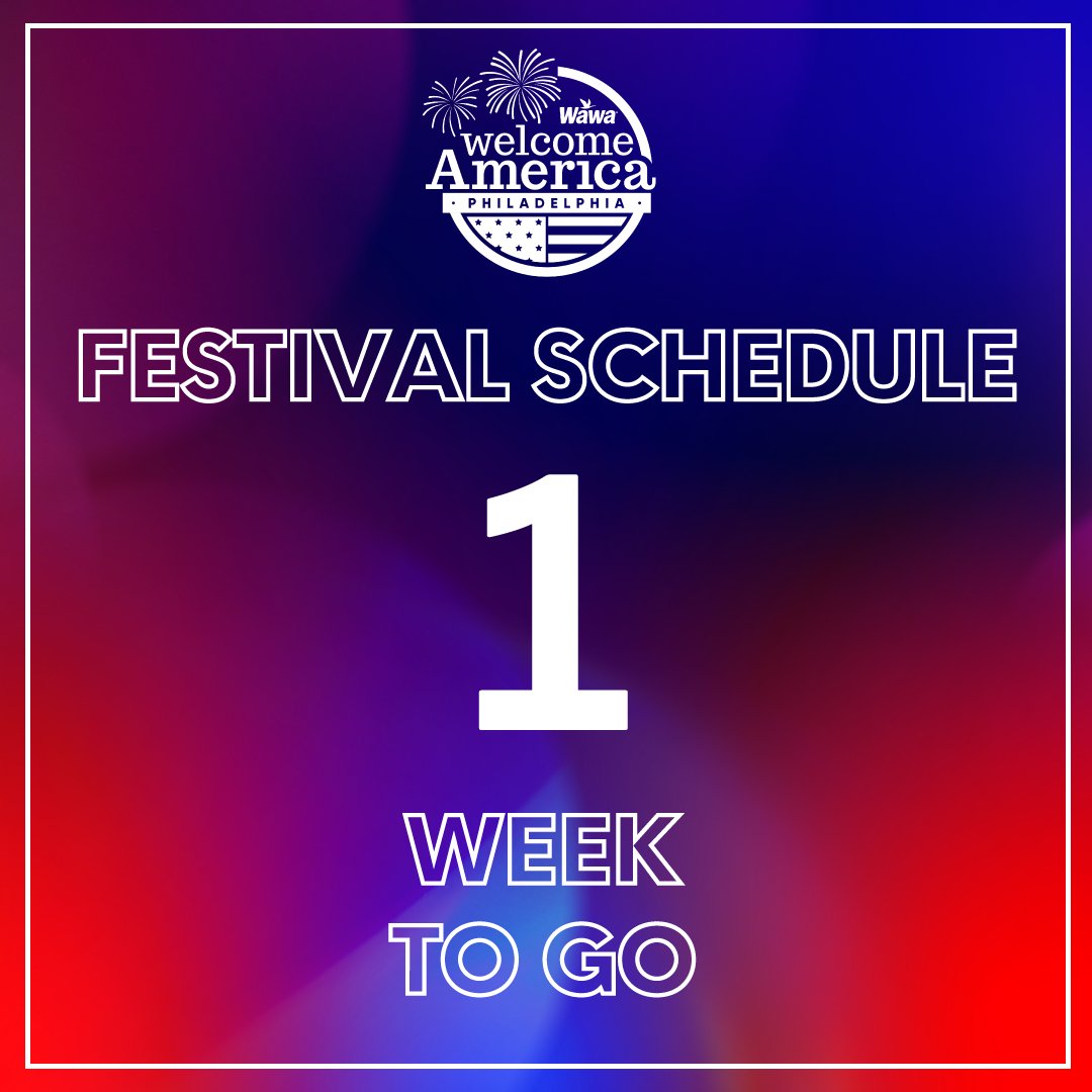 We are 1 week out from the release of the 2024 @Wawa Welcome America Festival schedule! Follow us to make sure you don't miss any exciting updates!! #July4thPhilly #CelebrateWithUs