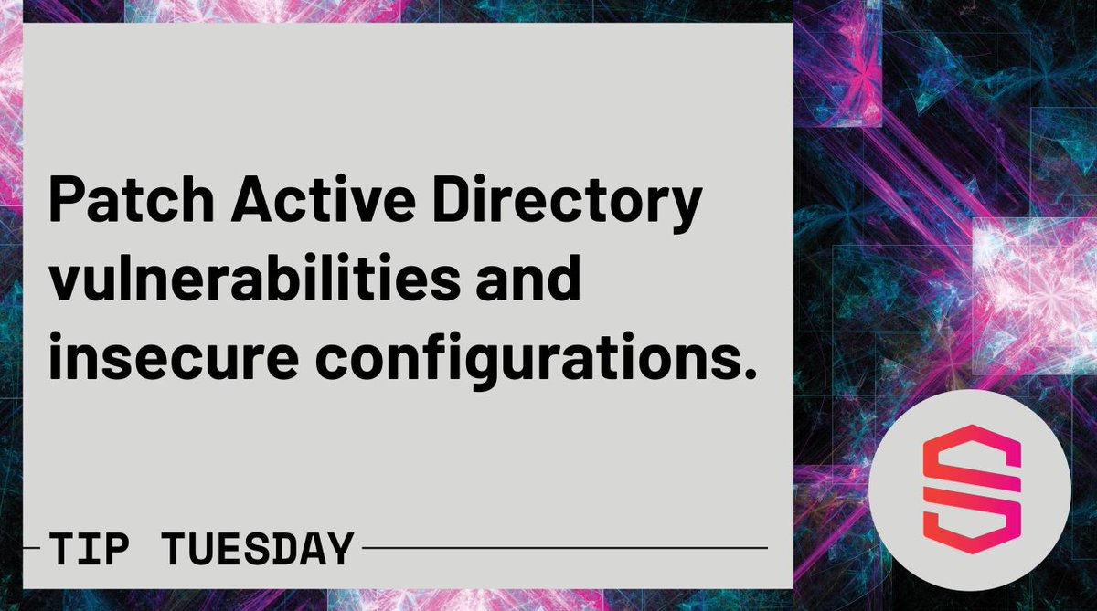 Vulnerabilities pose a significant risk to #ActiveDirectory, especially when enterprises are behind in their patching. Due to AD’s criticality in your IT environment, patches should be prioritized, tested, and deployed as quickly as possible. 
#Cybersecuritytips #TipTuesday