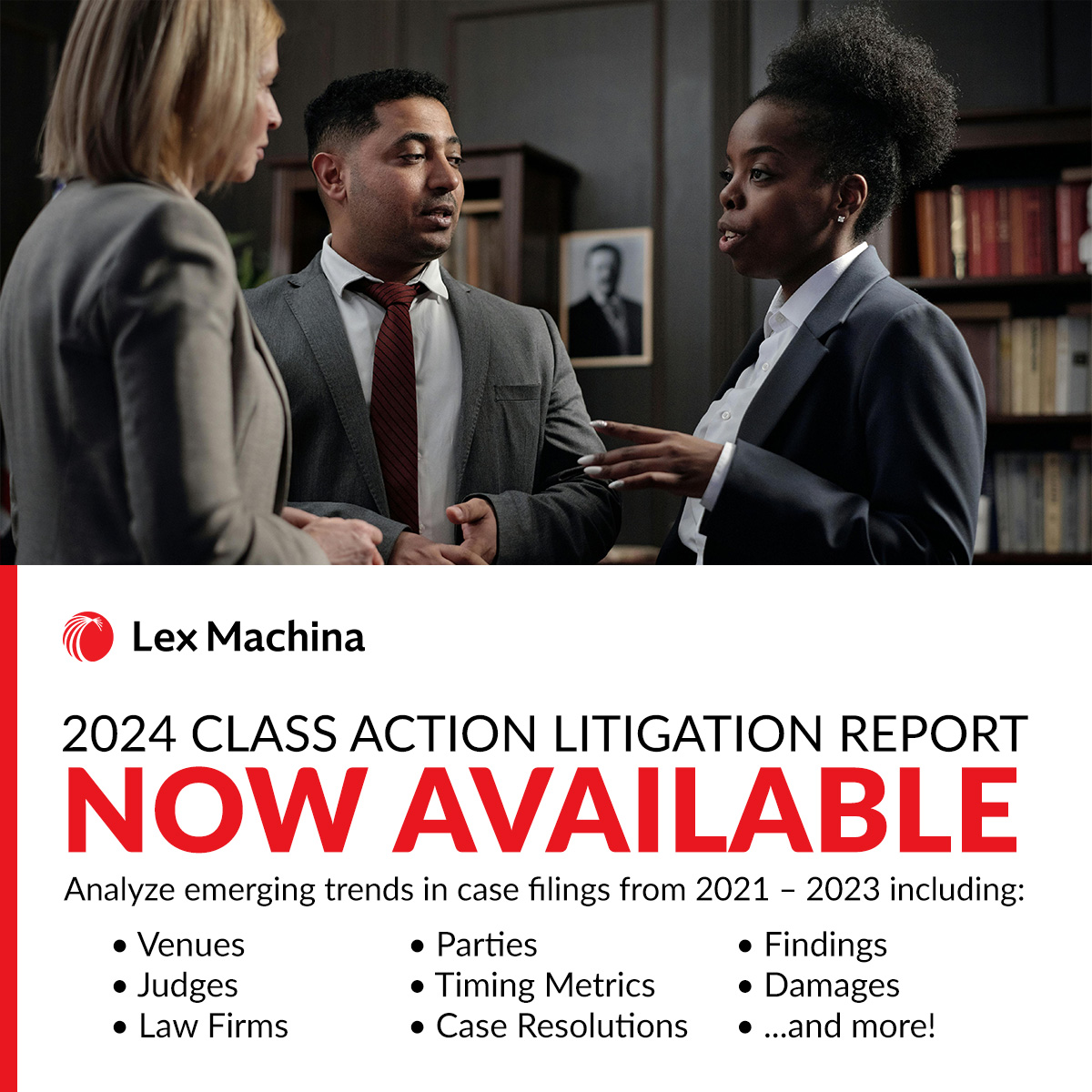 Discover trends from 2021-2023 in federal courts, venues, judges, and more in the latest @LexMachina Class Action Litigation report! Get valuable insights tailored to your practice area and interests. bit.ly/4b69zFX #LexMachina #ClassAction #Litigation #LegalTech