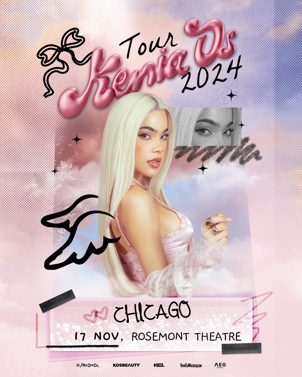 Pink Aura Tour is coming! 💗 Catch Kenia Os at the Rosemont Theatre on Nov 17 . ¡Nos vemos pronto! On sale: 5/10 @ 10AM