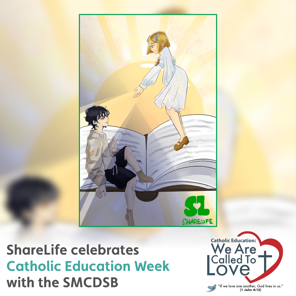 Today, we celebrate the entire @SMCDSB community for their dedication to Catholic education. Your efforts in #livingthegospel through sharing talents and blessings inspire us all! 💚 Happy #CEW2024! - Thank you, Gabriela, Gr 10 student from @SMCDSB_STA for your amazing artwork!