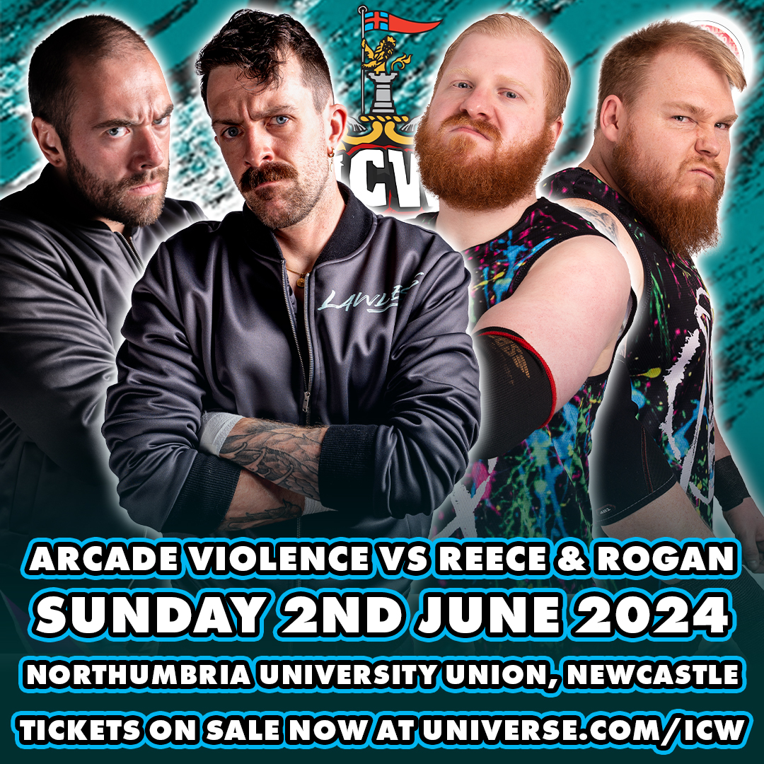 We've got a massive tag team collision set for Newcastle on Sunday 2nd June, when Arcade Violence take on the returning Reece & Rogan! 🎟️universe.com/icw