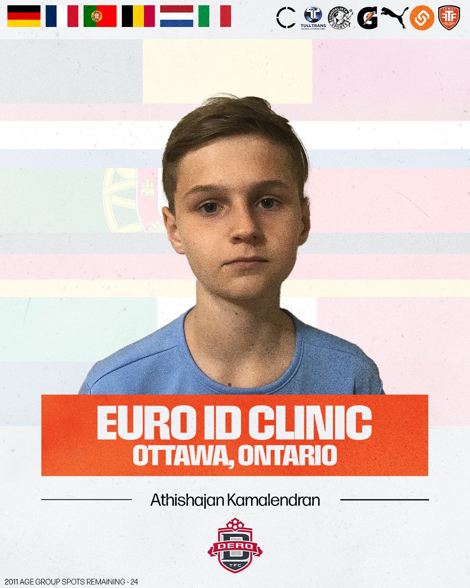 Welcome to the 2024 Euro ID Clinic, Athishajan!✔️ Experience & Exposure to European Football in Ottawa this Canada Day⚽🇵🇹🇮🇹🇩🇪🇫🇷🇧🇪🇳🇱 𝗙𝗢𝗥 𝗜𝗡𝗙𝗢 & 𝗥𝗘𝗚𝗜𝗦𝗧𝗥𝗔𝗧𝗜𝗢𝗡 🔗 Link in bio 🧑‍💻 Visit: ftfcanada.ca/event/euro-id-… #FTFCanada #LeaveYourMark #EuroIDClinic