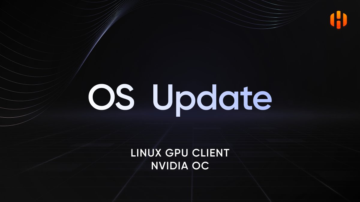 JUST IN: New Hive OS GPU client: v0.6-226

New features
✔️ NVIDIA OC in Hive OS is now fully functional:
- Lock Core Clock
- Lock Memory Clock
✔️ Updated nvtool to v1.84 — Added support for memory temperature reporting on v550 driver series and new PCI replay error counter