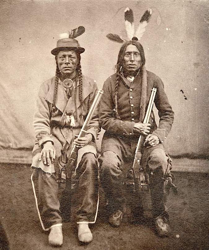 Energy Searcher and Lean man, G.V. [Gros Ventres] warriors. ca. 1870. Source - Beinecke Rare Book and Manuscript Library / Yale.