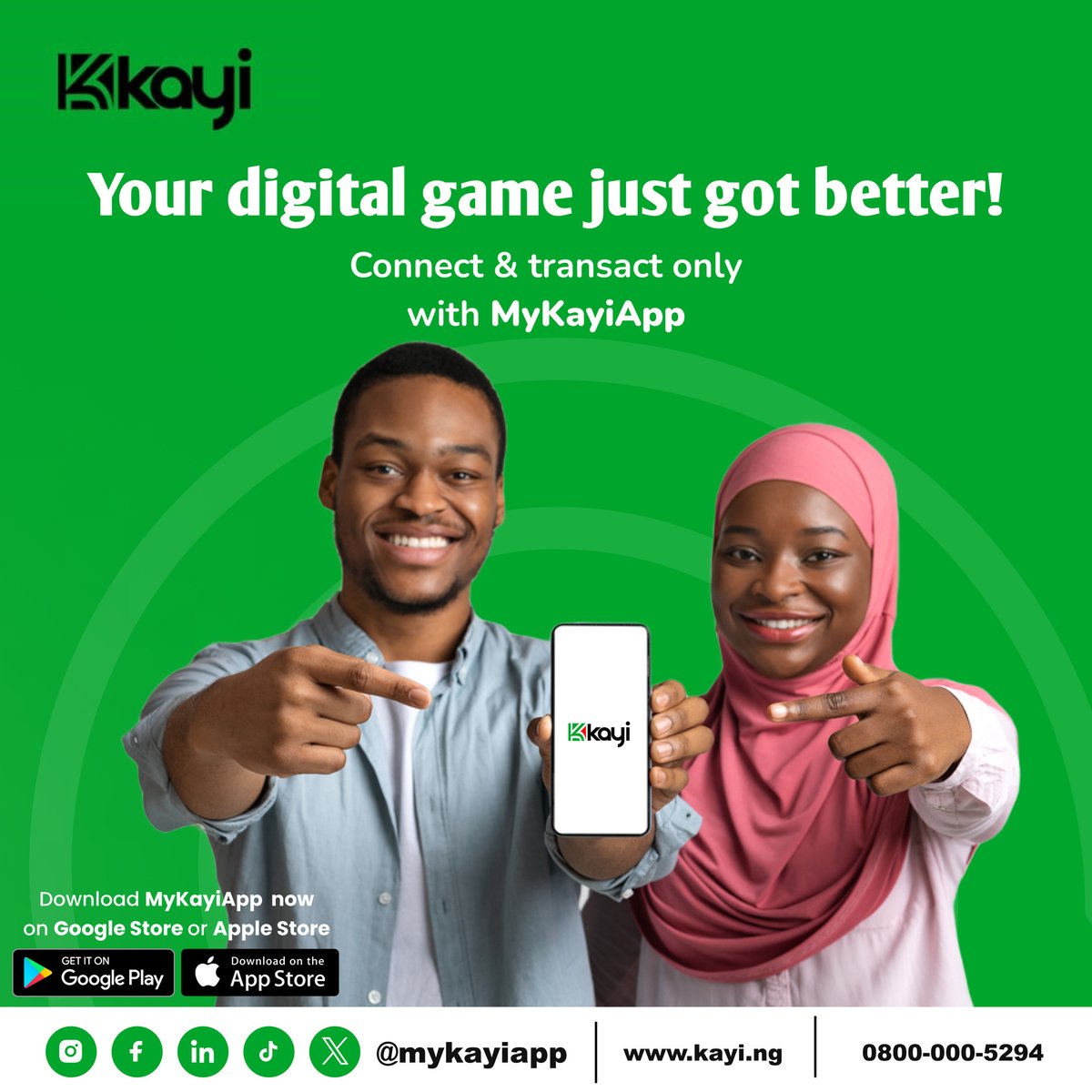 Your digital game can only get fun with Kayiapp. Connect, transact and embrace the future of digital banking with Kayi! Download now on Google play store and apple app store.

#MyKayiApp #NowLive #Kayiway #DownloadNow #Bankingwithoutlimits #downloadmykayiapp