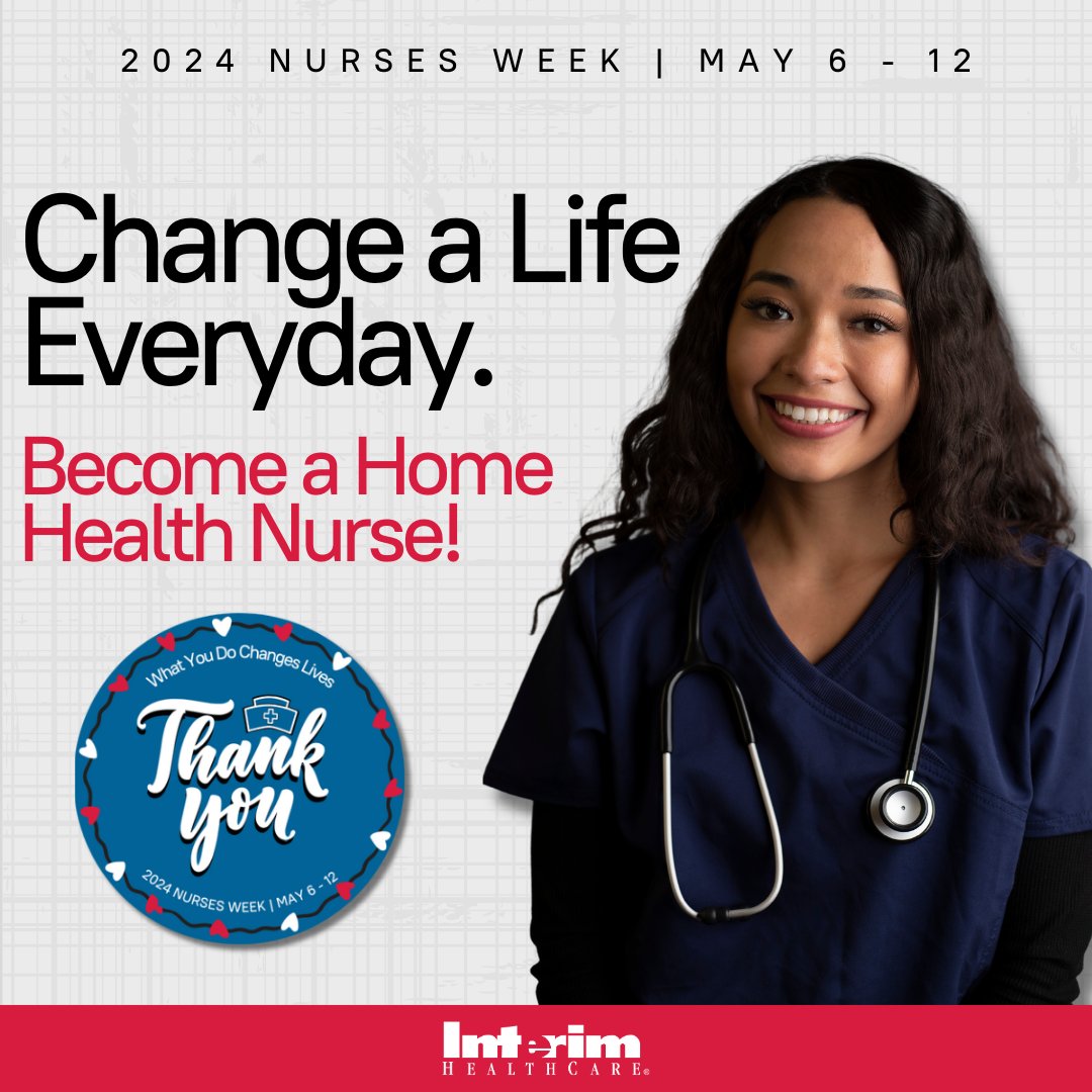 Celebrate National Nurses Week by taking the next step in your nursing career and apply to be a Home Health Nurse with Interim HealthCare today! ♥️ Apply now - bit.ly/4b7phAA

#IHCMakeADifference #NationalNursesWeek #HomeHealthNurse #NurseJobs #ChangeALife