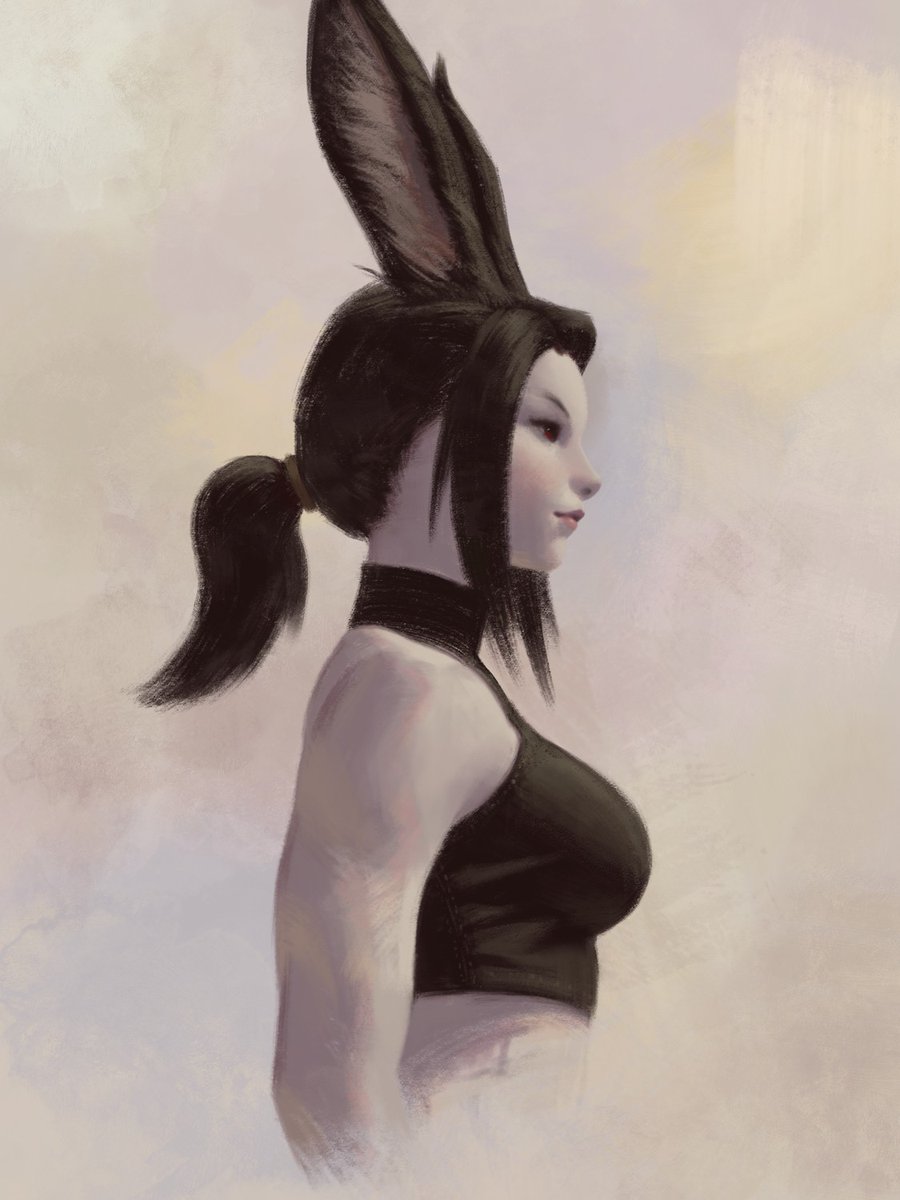 The Dawntrail benchmark has had me thinking about changing my WoL's look some. For now though, I wanted to paint at least one more portrait of Endwalker Mevras. 🌕🐰
#FFXIV
