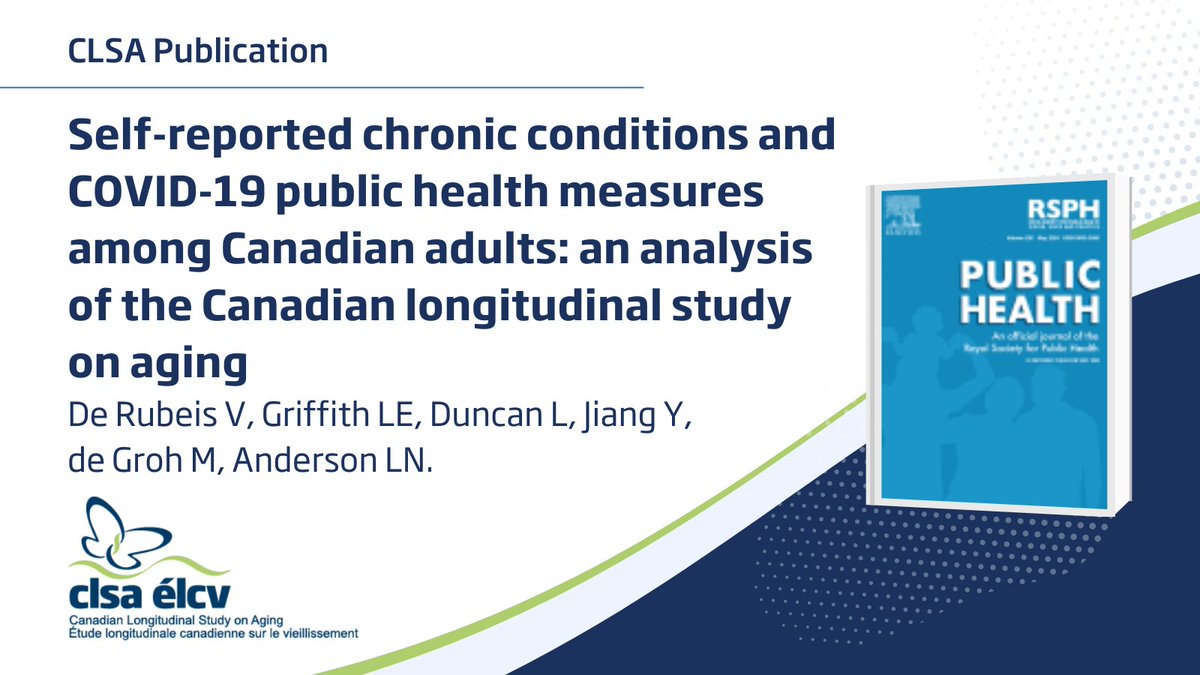CLSAFindings💡: Self-reported chronic conditions and COVID-19 public health measures among Canadian adults: an analysis of the Canadian longitudinal study on aging cc: @VanessaDeRubeis @LaurenGriff1 @AndersonLauraN @HEI_mcmaster 🔗: ow.ly/PaUc50RulcB