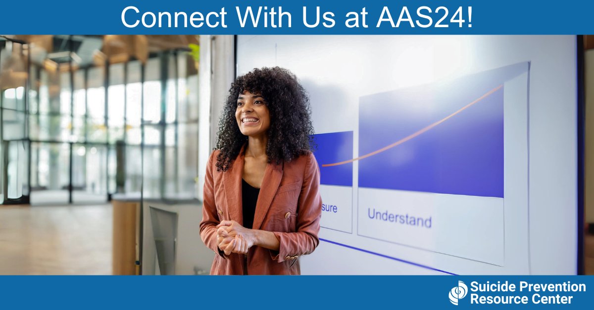 It's #AAS24 DAY 1! Catch our sessions on @988Lifeline formative research, health equity in the 2024 National Strategy, and #suicide risk screening via telehealth: ow.ly/8P5Q50Rv5lr @BranJJohnson1 @1of2vics @vibrantforall @AASuicidology