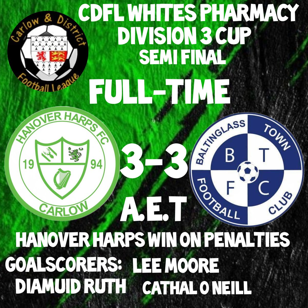 Hanover Harps ARE IN THE DIVISION 3 CUP FINAL, Well done lads. @harrysarticles @CarlowSoccer @scorelinesport