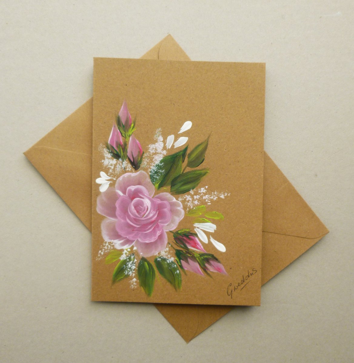 roses hand painted blank greetings card ( ref ... - Folksy folksy.com/items/8336628-… #newonfolksy