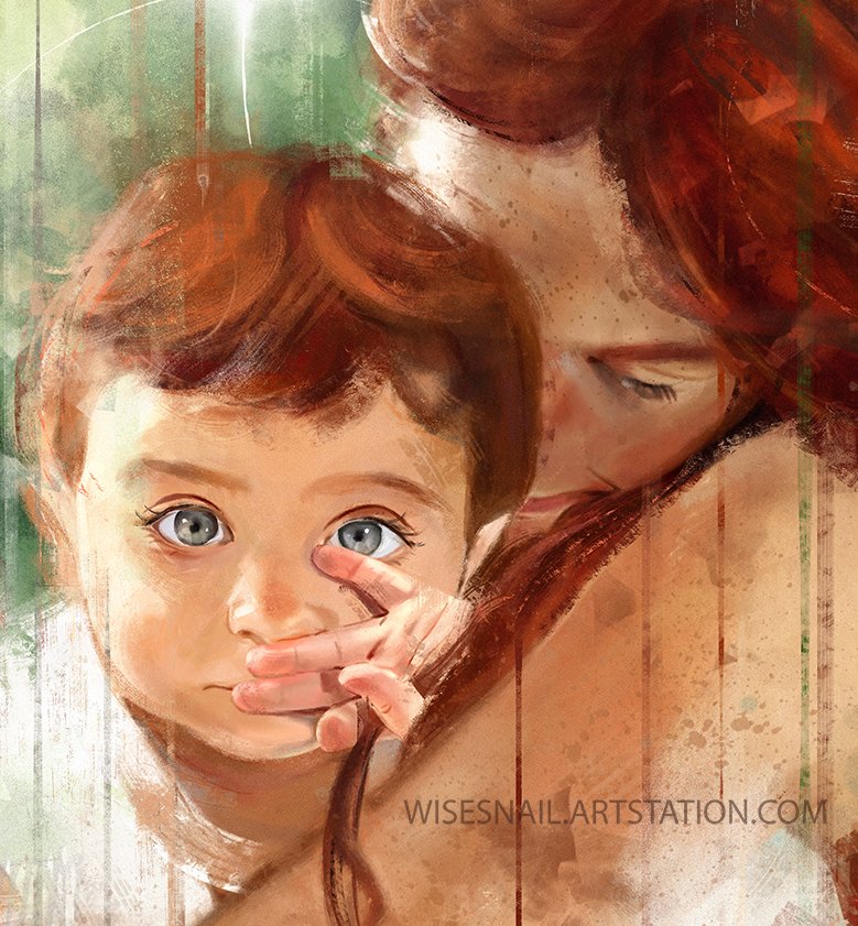 Okay, you know by now that when someone is my fave, there's no escaping my portraits. So have another #Maedhros - this time as a baby with his mum #Nerdanel (and yep, I'm on a mission to revise old works!) I hope you like it, and sorry for my one-track mind 🙈 #silm #tolkien