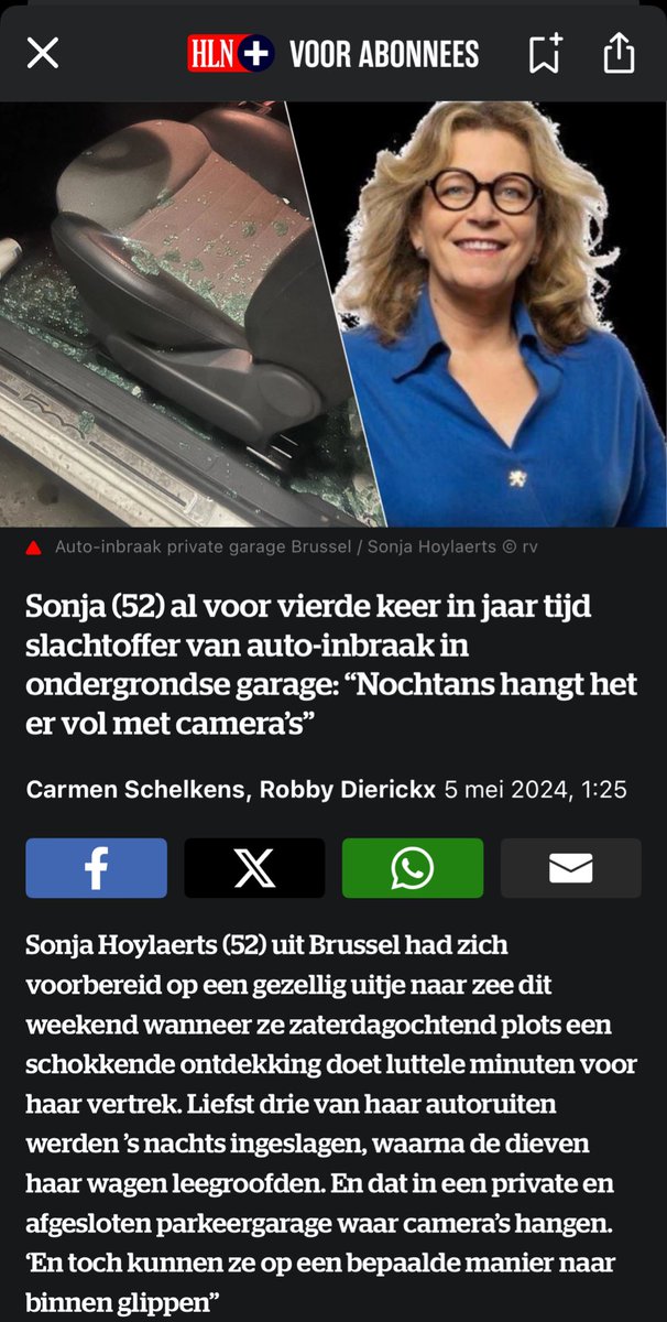 En moins d’un an, cette dame s’est faite cambrioler 4x dans son parking privé fermé à Bruxelles.

PS importe, Carglass remplace…