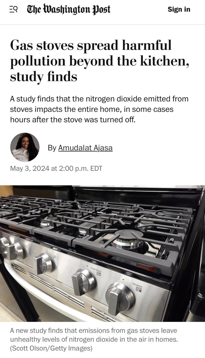 Cooking with gas is bad for your and your family’s health. New @stanforddoerr @Stanford study. Researchers didn’t “expect to see pollutant concentrations breach health benchmarks in bedrooms within an hour of gas stove use, and stay there for hours after the stove is turned