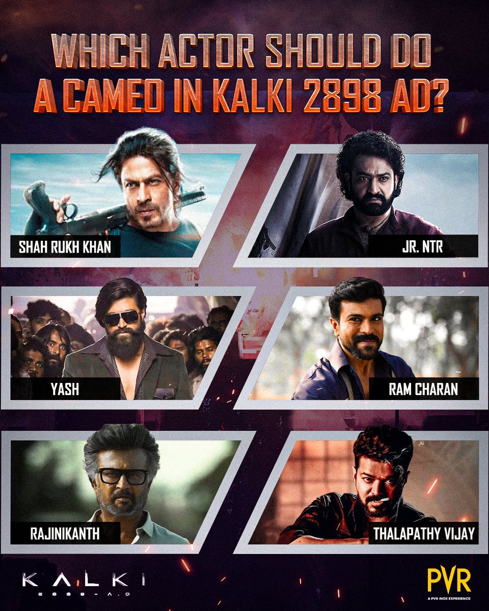 Kalki 2898 AD is already making waves! Whose cameo would be the perfect addition to the movie?
.
.
.
#Prabhas #AmitabhBachchan #DeepikaPadukone #KamalHaasan #ShahRukhKhan #JrNTR #Yash #RamCharan #Rajinikanth #ThalapathyVijay