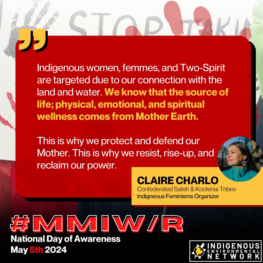Missing and Murdered Indigenous Women / Relatives (MMIW/R) is an epidemic that stretches across Turtle Island. From human trafficking to extractivism, our relatives are targeted and exploited. We must bring attention to the violence against our relatives, and our Mother Earth.