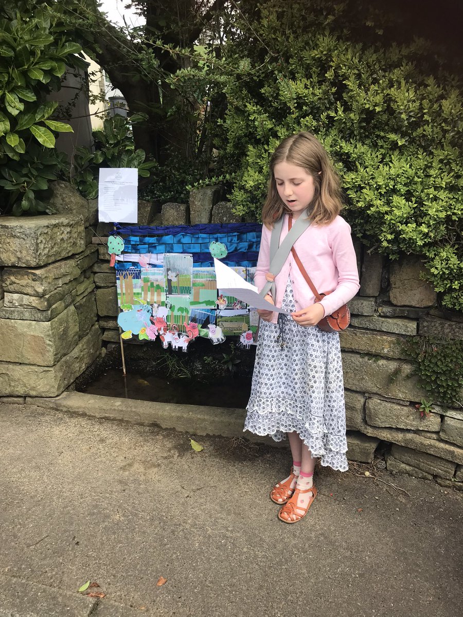 MidgleySchool's tweet photo. Well done to Elspeth for reading beautifully at  @midgleyvillage well dressing event this morning. Well done and thank you to Robins and Jays classes for creating our lovely dressing. https://t.co/TkbnldqWEI