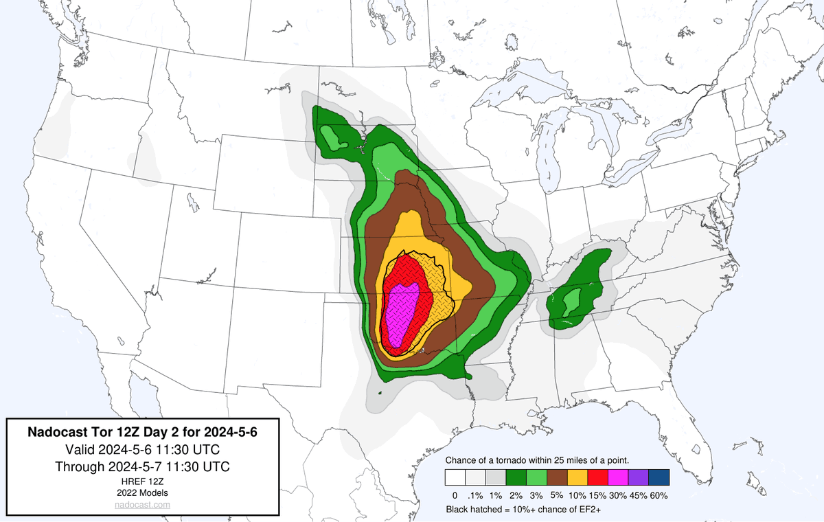 12Z Day 2 Tornado Forecast for 2024-5-6 (New New 2022 Models)