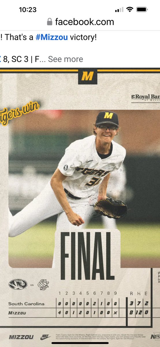 Staley Baseball Alum, Carter Rustad, stepped up with a big time outing against South Carolina to lead Mizzou to an 8-3 SEC win. Carter went 6.2 INN, 5H,3R,0BB and 6K’s to pick up his team leading 5th win of the season. Great job Carter!!! @SHSFalcons @StaleyNews