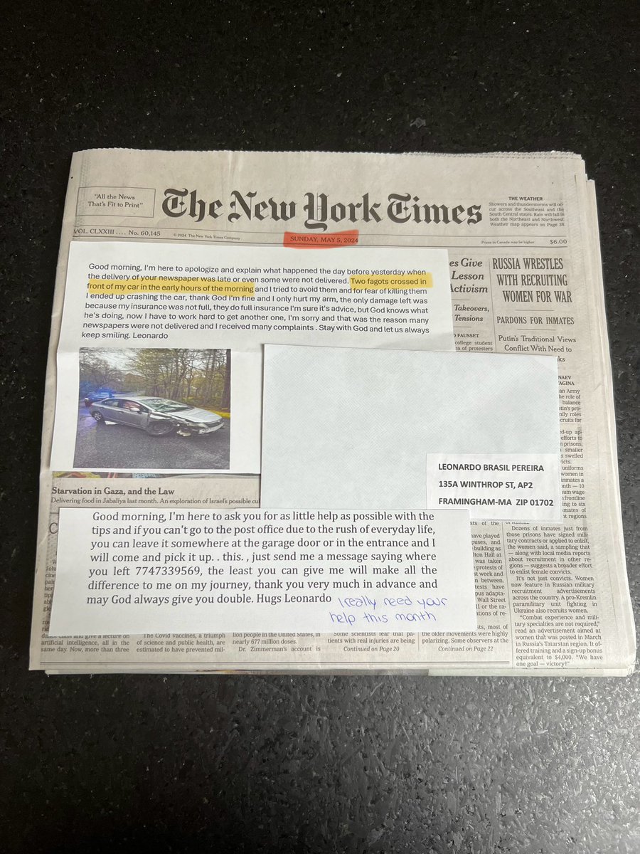 Hey @nytimes … I’ll just leave this one here. 

Thanks for the neighborly note this Sunday morning from my local delivery driver. 😳🤦🏻‍♂️😶 #news #newspaper #nytimes #sundaypaper #Maythe4thBeWithYou