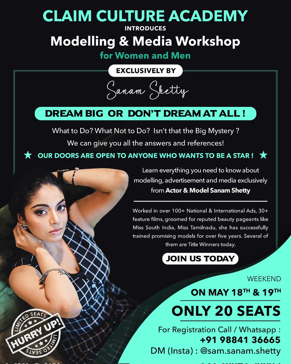 CLAIM CULTURE ACADEMY now opens its doors to aspiring Models 🌟 I'm very excited to announce my Brand New Modelling and Media Workshop for Women and Men 🌟🌟 Join my Weekend exclusive training session where you will be trained in all aspects of Modelling & Media : Ramp Walk,…