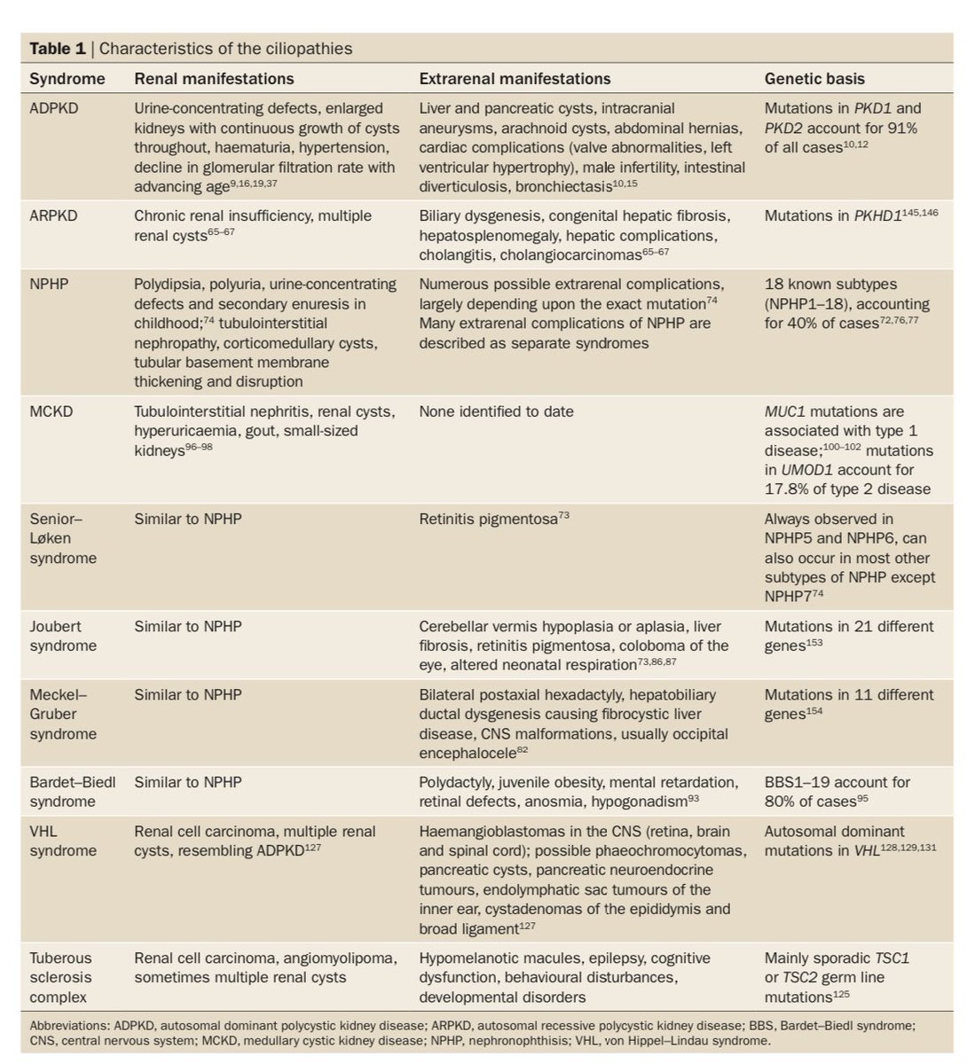 🫘✅Ciliopathies and extra renal manifestations nature.com/articles/nrnep…