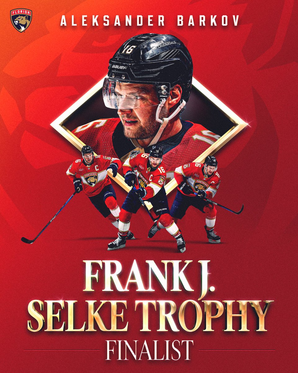 Our Captain 🫡 For the third time in the last four seasons, Sasha Barkov is a Selke Trophy finalist! 📝 » flapanthers.co/16selke
