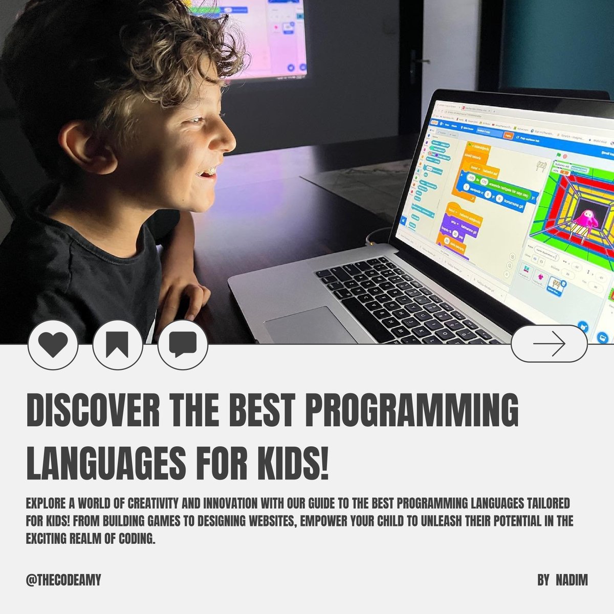 thecodeamy's tweet image. We're excited to let you know that our newest blog post, "Unlock Your Child's Potential: Discover the Best Programming Languages for Kids!", is up and running! 
Click here to read more: shorturl.at/pIY14
Don't miss out!