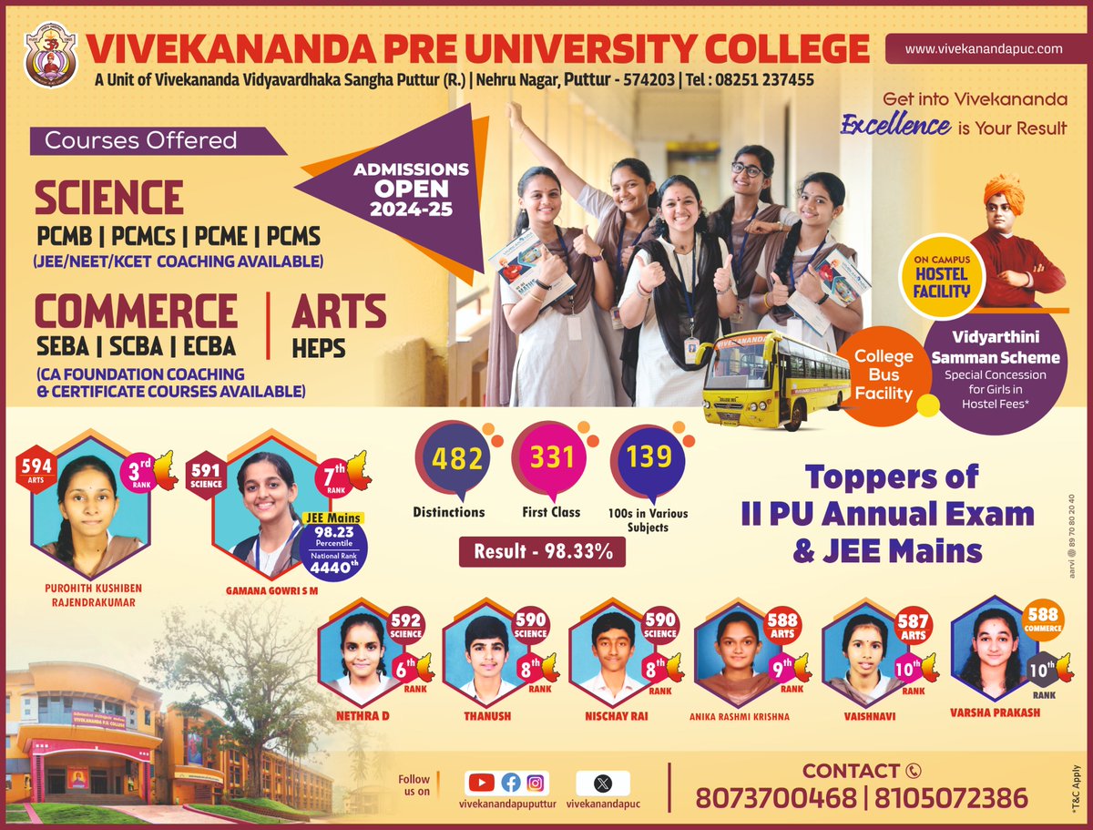 #Congratulations #Achievers #AdmissionsOpen #VPUC #Puttur