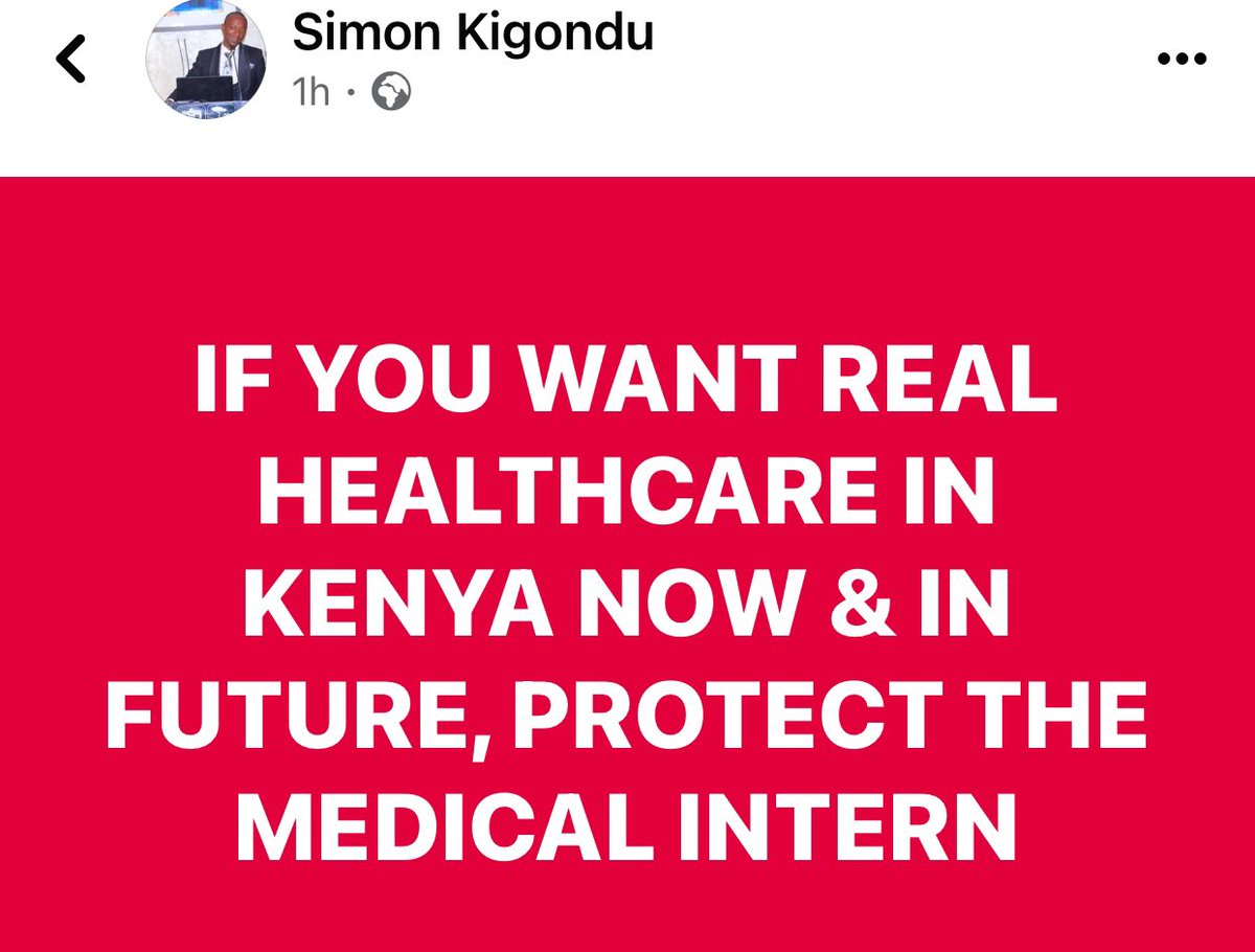 #OnTheInternWeStand

If you want real healthcare in Kenya now and in future, protect the medical intern!

#PostMedicalInterns by #ImplementCBA to end #DoctorsStrikeKE