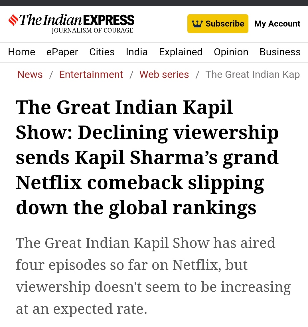 Poor show. Poorer TRP. Finito. #KapilSharma #TheGreatIndianKapilShow #Netflix