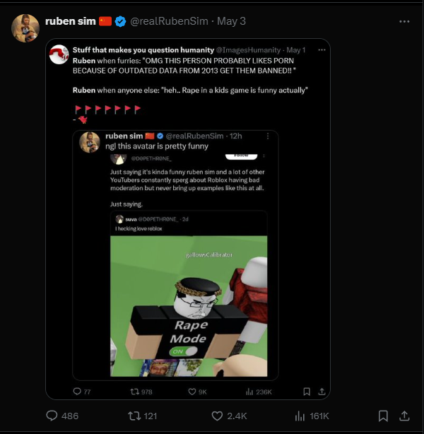 RubenSimExpose's tweet photo. Some posts of Ruben trying to make fun of the people who call them out. And something else... https://t.co/MsuXASFGdI